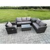 Fimous Patio Garden Furniture Sets Wicker 6 Seater Outdoor Rattan Furniture Sofa Sets with Rectangular Coffee Table Reclining Chair 3 Seater Sofa Side Table