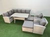 Fimous 10 Seater Rattan Garden Furniture Set Outdoor Patio Dining Corner Sofa Sets with Dining Table 2 Chairs Big Footstools Light Grey Mixed