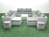 Fimous Rattan Garden Outdoor Furniture Set 13 Seater Rattan Garden Sofa Set with 4 Footstools Light Grey Mixed