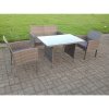 Fimous 4 Seater Grey Mixed Rattan Sofa Set Dining Table Garden Furniture Outdoor Patio