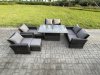 Fimous Rattan Garden Furniture Sets Patio Outdoor Rising Lifting Table Sofa Set with Double Seat Sofa 2 Small Footstools Dark Grey Mixed