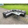 Fimous 6 Seater Wicker PE Rattan Garden Dining Set Outdoor Furniture Sofa with Side Table Dining Table Dark Grey Mixed