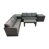 Fimous Rattan Garden Outdoor Furniture Set 3 Seater Sofa Coffee Table with 2 Side Tables Dark Grey Mixed