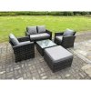 Fimous 5 Seater Dark Grey Mixed High Back Rattan Sofa Set Square Coffee Table Garden Furniture Outdoor Patio