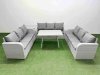 Fimous 9 Seat Outdoor PE Rattan Garden Furniture with Cushions 3 Seater Sofa Side Table Light Grey