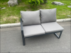 Fimous Aluminium Outdoor Garden Furniture Set Lounge Corner Sofa Oblong Coffee Table Sets with 3 Footstools Dark Grey