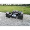 Fimous Wicker PE Rattan Garden Furniture Set Outdoor Lounge Sofa Set with Love Sofa Square Coffee Table Side Table Dark Grey Mixed