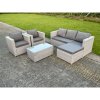 Fimous Light Grey Lounge Outdoor PE Rattan Garden Furniture Set Wicker Sofa Set Oblong Coffee Table With 2 Armchair