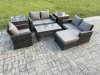 Fimous 7pcs Rattan Outdoor Garden Furniture Sofa Set with Coffee Table 2 Side Tables Big Footstool Dark Grey Mixed