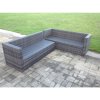 Fimous Rattan Corner Sofa Set Garden Furniture With 2 Chairs Coffee Table And Side Table
