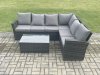 Fimous Wicker PE Outdoor Garden Furniture Set High Back Rattan Corner Sofa Set with Rectangular Coffee Table