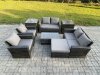 Fimous Garden Furniture Sets 8 Pieces Outdoor Rattan Furniture Manual Wicker Patio Sofa Chair Set with Coffee Table 2 Side Tables Big Footstool Dark Grey Mixed