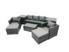 Fimous Outdoor Coffee Table Sofa Armchair Set with 2 Side Tables 2 Big Stools Garden Furniture Set Dark Grey Mixed