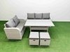 Fimous 7 Seater PE Rattan Wicker Garden Furniture Patio Conservatory Sofa Set with Rectangular Dining Table 3 Seater Sofa Love Sofa 2 Stools