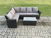 Fimous 6 Seater High Back Rattan Garden Furniture Set Corner Sofa With Rectangular Coffee Table