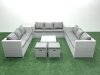 Fimous Rattan Garden Outdoor Furniture Set 11 Seater Rattan Garden Sofa Set with 2 Small Footstool Side Table Light Grey Mixed