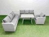 Fimous 5 Pieces Outdoor PE Rattan Garden Furniture with Cushions Reclining Chair Side Table Light Grey