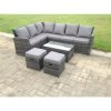 Fimous 8 Seater High Back Rattan Garden Furniture Set Corner Sofa With Oblong Coffee Table Footstool