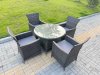 Fimous 5-Piece PE Rattan Garden Furniture 4 Seater Garden Big Round Table and Chairs for Patio Dark Grey Mixed