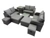 Fimous Rattan Garden Outdoor Furniture Set Love Sofa Square Coffee Table Set with 4 Stools Side Table Dark Grey Mixed