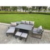 Fimous Aluminium Garden Furniture Sets 8 Seater Outdoor Sofa Set with Adjustable Rising Lifting Dining Table 2 Chairs 3 Footstools