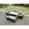 Fimous Rattan Outdoor Furniture Adjustable Rising Lifting Rectangle Dining Table Chairs Two Seater Love Sofa Sets 6 Seater