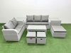 Fimous 8 Seater PE Rattan Wicker Garden Furniture Patio Conservatory Sofa Set with Oblong Coffee Table 3 Seater Sofa Love Sofa 3 Stool 2 Side Table