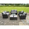 Fimous 8 Seater Dark Grey Mixed High Back Rattan Sofa Set Square Coffee Table Garden Furniture 2 Seater Sofa Chairs Outdoor Patio Stools