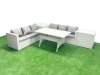 Fimous Rattan Garden Furniture Set 6 Seater Outdoor Sofa Set with Dining Table 2 Side Tables Light Grey Mixed