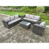 Fimous 7 Seater Rattan Garden Furniture Set Indoor Outdoor Patio Sofa Set with Oblong Coffee Table Armchair Dark Grey Mixed