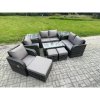 Fimous 10 PCS Rattan Garden Furniture Set Outdoor Patio Sofa, Table and Chairs Coffee Table 3 Footstools Ideal for Pool Side, Balcony, Outdoor and indoor Conservatory Patio Set