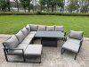 Fimous 9 Seater Aluminium Sofa Set 8 Pieces Outdoor Garden Furniture - Rising Dining Table with Cushions Dark Grey