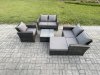 Fimous Outdoor Rattan Garden Furniture Set Conservatory Patio Sofa Coffee Table Set with Chair Big Footstool Dark Grey Mixed