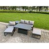 Fimous 5-Piece Aluminium Garden Furniture Sets 6 Seater Outdoor Conversational Dining Set with Adjustable Rising Lifting Dining Table