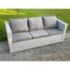 Fimous Light Grey Outdoor Rattan Garden Furniture Set Lounge Sofa Set 2 Coffee Table Big Footstool