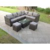 Fimous 8 Seater Rattan Corner Sofa Set Coffee Table Stool Garden Furniture Outdoor