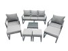 Fimous Outdoor Garden Furniture Set Aluminium Lounge Sofa Square Coffee Table Sets with 4 Stools Dark Grey