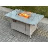 Fimous Light Grey Mixed Rattan Fire Pit Table Dining Table Gas Heater Burner Garden Furniture Accessory Patio