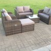Fimous Dark Grey Mix PE Wicker Rattan Garden Furniture Set Sofa Set Reclining Adjustable Chair 7 Seater With Dining Table