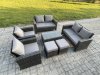 Fimous Garden Furniture Sets 7 Pieces Outdoor Rattan Furniture Manual Wicker Patio Sofa Chair Set with Coffee Table 2 Small Footstools Dark Grey Mixed