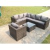 Fimous Dark Grey Mixed PE Rattan Corner Sofa Set Outdoor Garden Furniture Square Coffee Table Armchair With Thick Cushion