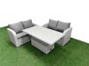 Fimous 4 Seater Outdoor Love Sofa Set Rattan Garden Furniture Set with Adjustable Lifting Dining or Coffee Table Light Grey