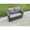 Fimous Outdoor Garden Furniture Sets 8 Pieces Wicker Rattan Furniture Sofa Sets with Rectangular Coffee Table Love seat Sofa 3 Footstools Side Table