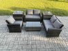 Fimous Rattan Garden Furniture Set 5 Seater Patio Outdoor Lounge Sofa Chair Set with 2 Side Tables Rectangular Coffee Table Dark Grey Mixed