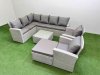 Fimous Outdoor Rattan Garden Furniture Set 9 Seater Corner Sofa Sets with Square Coffee Table Chair Big Footstool Light Grey Mixed