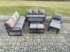 Fimous Aluminium 7 Pieces Garden Furniture Set with Cushions 10 Seater Outdoor Patio Lounge Sofa Set with Armchair 3 Footstools Dark Grey