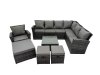 Fimous Rattan Garden Outdoor Furniture Set 10 Seater Garden Sofa Coffee Table Set with Chair 3 Footstools Dark Grey Mixed
