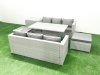 Fimous Rattan Garden Furniture Set 8 Seater Outdoor Sofa Set with Dining Table Side Table 2 Big Footstools Light Grey Mixed