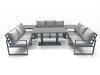 Fimous 9 Seater Garden Sofa Set Aluminium Furniture Rising Dining Tabe Set with 2 Side Tables Dark Grey