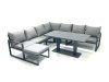 Fimous 8 Seater Outdoor Aluminum Garden Furniture Set Corner Sofa Big Footstool Adjustable Rising Lifting Dining Table Sets Dark Grey